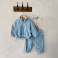 Vacation Solid Color Polyester Boys Clothing Sets sku image 13