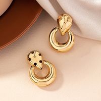 1 Pair Simple Style Solid Color Plating Hollow Out Ferroalloy 14k Gold Plated Ear Studs main image 3
