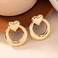 1 Pair Simple Style Solid Color Plating Hollow Out Ferroalloy 14k Gold Plated Ear Studs main image 4