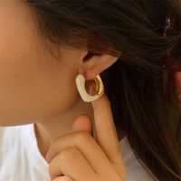 1 Pair Basic Square Enamel Plating Copper Gold Plated Earrings main image 2