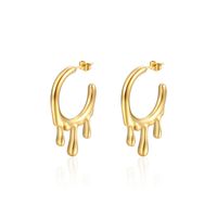 1 Pair Vintage Style Geometric Plating Titanium Steel 18K Gold Plated Hoop Earrings main image 1