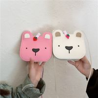 Kid's Pu Leather Little Bear Solid Color Cute Sewing Thread Square Open Shoulder Bag Crossbody Bag main image 7
