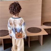 Kid's Pu Leather Little Bear Solid Color Cute Sewing Thread Square Open Shoulder Bag Crossbody Bag main image 5