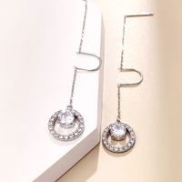 1 Pair Elegant Round Plating Inlay Sterling Silver Zircon Drop Earrings main image 1