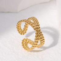 304 Stainless Steel 18K Gold Plated Vintage Style Plating Geometric Solid Color Wide Band Rings main image 1
