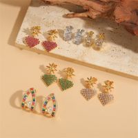 1 Pair Vintage Style Simple Style Star Heart Shape Plating Inlay Copper Zircon 14k Gold Plated Drop Earrings main image 1