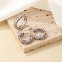 1 Piece Hip-Hop Vintage Style Simple Style Cross Plating Inlay 304 Stainless Steel Copper Zircon Gold Plated Silver Plated Hoop Earrings main image 5