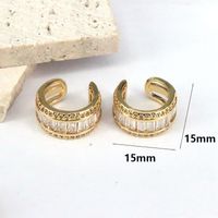 1 Pair Elegant Streetwear Geometric Plating Inlay Copper Artificial Pearls Zircon 18k Gold Plated Ear Studs main image 3