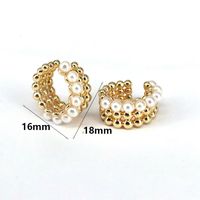 1 Pair Elegant Streetwear Geometric Plating Inlay Copper Artificial Pearls Zircon 18k Gold Plated Ear Studs main image 4