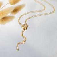 Ig Style French Style Commute Geometric Flower Stainless Steel Titanium Steel Plating Inlay Zircon 18k Gold Plated Necklace main image 1