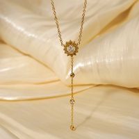 Ig Style French Style Commute Geometric Flower Stainless Steel Titanium Steel Plating Inlay Zircon 18k Gold Plated Necklace main image 4