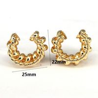 1 Paire Style Simple Couleur Unie Placage Le Cuivre Plaqué Or 18k Clips D'oreille main image 4