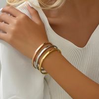 Casual Basic Simple Style Solid Color 201 Stainless Steel 18K Gold Plated Bangle In Bulk main image 7