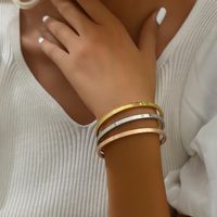 Casual Basic Simple Style Solid Color 201 Stainless Steel 18K Gold Plated Bangle In Bulk main image 3