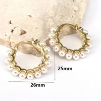1 Paar Einfacher Stil Runden Überzug Inlay Kupfer Perle Vergoldet Ohrringe main image 5