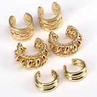 1 Paire Style Simple Couleur Unie Placage Le Cuivre Plaqué Or 18k Clips D'oreille main image 5