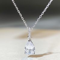 Simple Style Water Droplets Sterling Silver Inlay Zircon Pendant Necklace main image 5