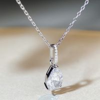 Simple Style Water Droplets Sterling Silver Inlay Zircon Pendant Necklace main image 3