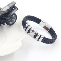 Streetwear Solid Color Pu Leather Alloy Men's Bangle main image 6