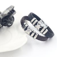 Streetwear Solid Color Pu Leather Alloy Men's Bangle main image 3