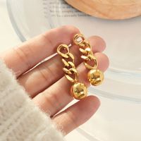 1 Pair Retro Simple Style Round Chain Plating 201 Stainless Steel 18K Gold Plated Drop Earrings main image 1