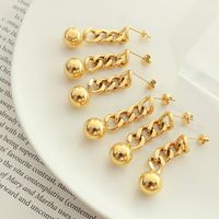 1 Pair Retro Simple Style Round Chain Plating 201 Stainless Steel 18K Gold Plated Drop Earrings main image 6