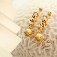 1 Pair Retro Simple Style Round Chain Plating 201 Stainless Steel 18K Gold Plated Drop Earrings main image 7