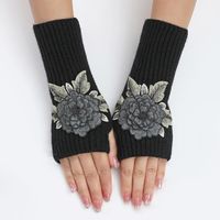 Frau Klassischer Stil Blume Handschuhe 1 Paar main image 1