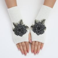 Frau Klassischer Stil Blume Handschuhe 1 Paar main image 5