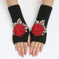 Frau Klassischer Stil Blume Handschuhe 1 Paar sku image 1