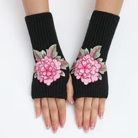 Frau Klassischer Stil Blume Handschuhe 1 Paar sku image 4