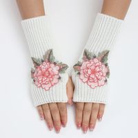 Frau Klassischer Stil Blume Handschuhe 1 Paar sku image 7