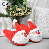 Enfants Décontractée Père Noël Bout Rond Pantoufles En Coton main image 4