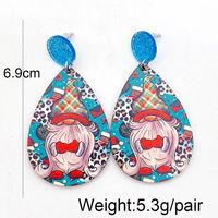 1 Pair Cartoon Style Cute Santa Claus Snowman Wood Drop Earrings main image 3