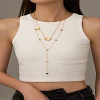 Simple Style Classic Style Eight Awn Star Heart Shape Stainless Steel Titanium Steel Plating Inlay Zircon Gold Plated Sweater Chain main image 1
