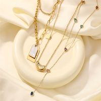 Simple Style Classic Style Eight Awn Star Heart Shape Stainless Steel Titanium Steel Plating Inlay Zircon Gold Plated Sweater Chain main image 6