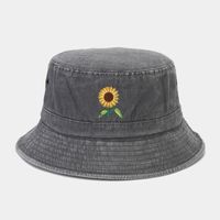Women's Basic Sunflower Embroidery Big Eaves Bucket Hat sku image 3