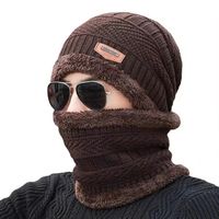 Winter Men's Pullover Scarf Two-piece Set Cap Cold Protection Hat Warm Ear Protection Knitted Hat Woolen Cap Outdoor Riding Men's Hat sku image 4