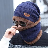 Winter Men's Pullover Scarf Two-piece Set Cap Cold Protection Hat Warm Ear Protection Knitted Hat Woolen Cap Outdoor Riding Men's Hat main image 3