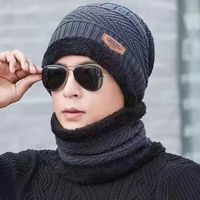 Winter Men's Pullover Scarf Two-piece Set Cap Cold Protection Hat Warm Ear Protection Knitted Hat Woolen Cap Outdoor Riding Men's Hat sku image 3