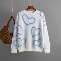 Women's Sweater Long Sleeve Sweaters & Cardigans Jacquard Vacation Heart Shape main image 5