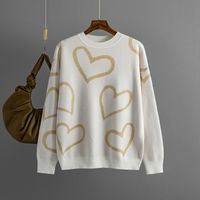 Women's Sweater Long Sleeve Sweaters & Cardigans Jacquard Vacation Heart Shape sku image 2