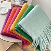 Women's Basic Simple Style Solid Color Circle Yarn Scarf main image 1