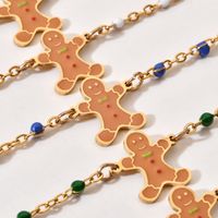 Wholesale Cartoon Style Cute Gingerbread Stainless Steel Enamel Plating Gold Plated Bracelets main image 5