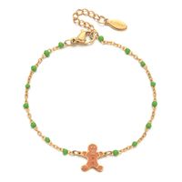 Wholesale Cartoon Style Cute Gingerbread Stainless Steel Enamel Plating Gold Plated Bracelets sku image 3