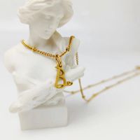Einfacher Stil Brief Rostfreier Stahl Überzug Vergoldet Halskette Mit Anhänger main image 5