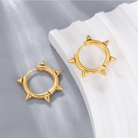 1 Paire Hip Hop Rétro Style Simple Rond Placage Acier Inoxydable Plaqué Or 18k Boucles D'oreilles Cerceau main image 1