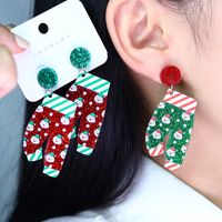 1 Pair Vacation Santa Claus Printing Arylic Drop Earrings main image 1
