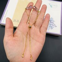 Cute Modern Style Classic Style Crystal Copper Beaded Handmade Water Drop Bracelets sku image 4