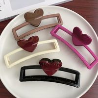 Simple Style Heart Shape Plastic Resin Hollow Out Hair Claws main image 3